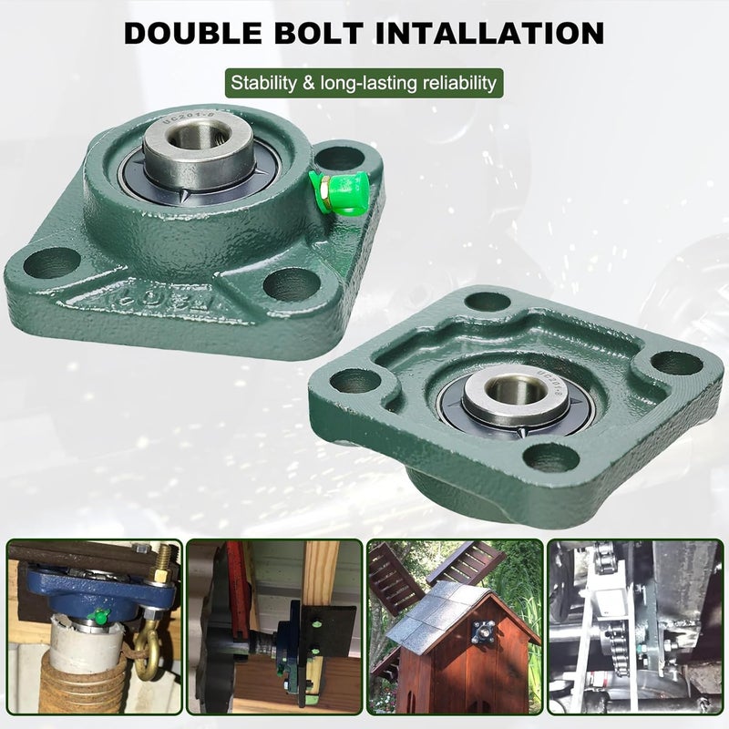 SACKORANGE 2 Pack UCF201-8 Pillow Block Bearing - Square Flange Mounted Pillow Block Bearings - Bearing Steel Bearings with 1/2" Bore - Self Alignment, Solid Cast Iron Base - Image 5